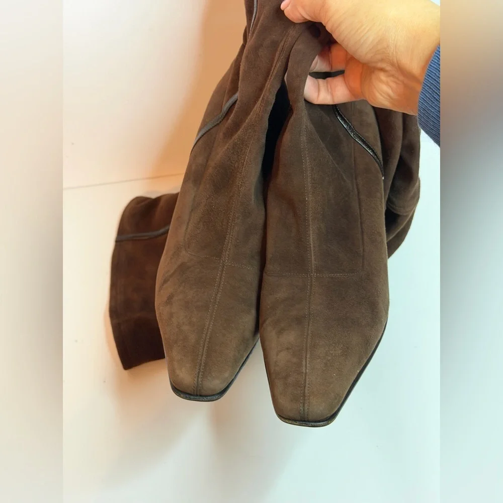 Salvatore Ferragamo Brown Suede Over-the-Knee Boots Size 38
